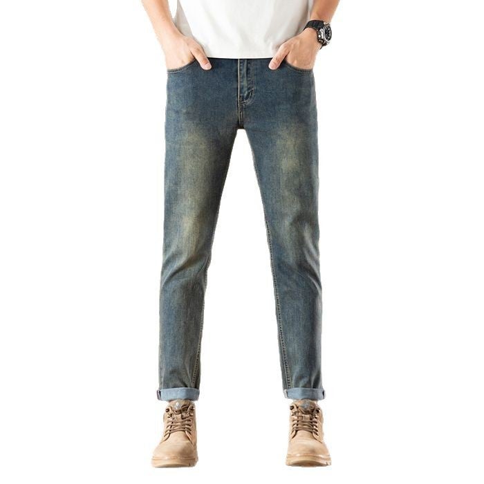 Jeans Men'S Slim Fit Elastic Trendy Brand Casual Straight All-Match Thin Pants - Image 5